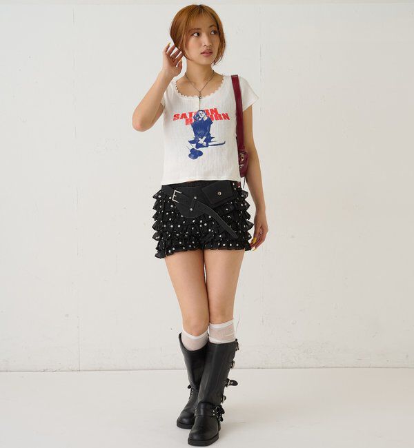  「シャーロットパターンメッシュS/Sトップス」|Tシャツ・カットソー|