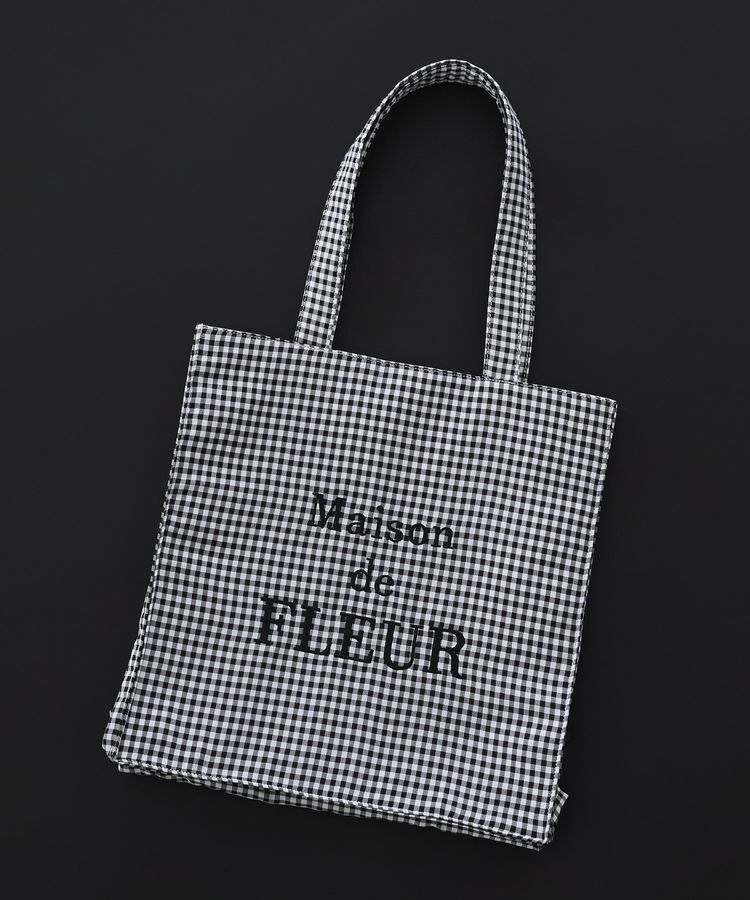 Maison de FLEUR「【A4対応】ブランドロゴ刺繍ギンガムスクエアトート」|トートバッグ|