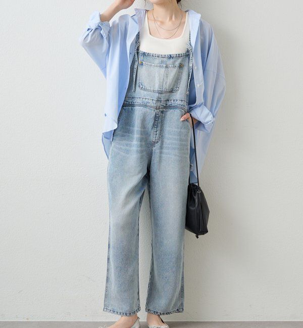  「リヨセル混デニムサロペット」|その他|ブルー