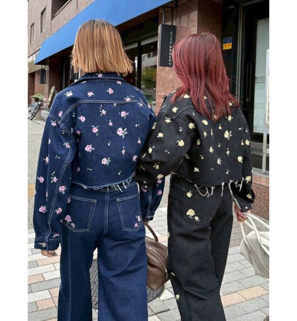 EVRIS「Embroideryカットアウトワイドデニムパンツ【セットアップ着用可能】」|デニム|