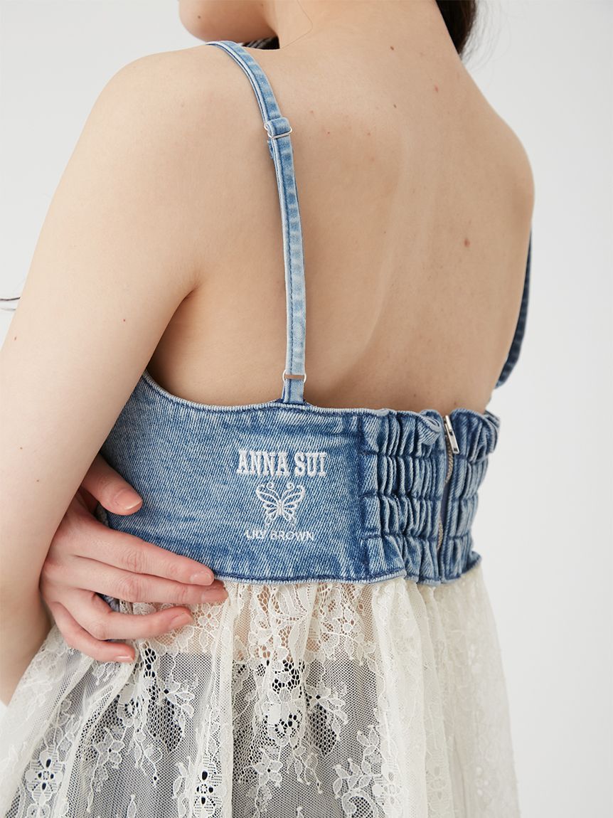 LILY BROWN「【LILY BROWN&times;ANNA SUI】バタフライレースデニムビスチェトップス」|ベスト・ジレ|