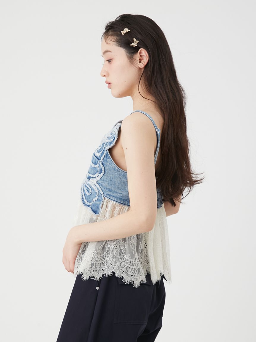 LILY BROWN「【LILY BROWN&times;ANNA SUI】バタフライレースデニムビスチェトップス」|ベスト・ジレ|