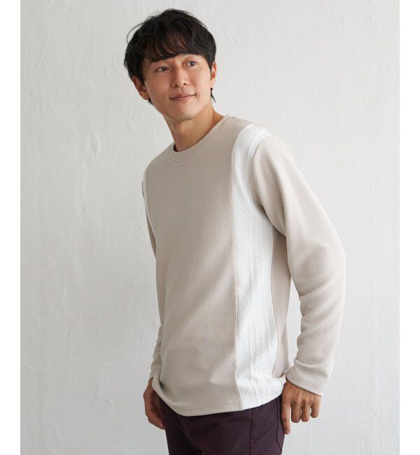 ikka「フクレジャカード切り替えロンTシャツ」|Tシャツ・カットソー|ベージュ