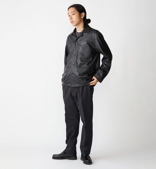 SHIPS「BENCH MARKING SHIRT: 合成皮革 カーコート」|ブルゾン・スタジャン|