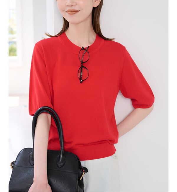 U by SPICK&SPAN「UVカット ウォッシャブルサマーニット」|ニット・セーター|レッド