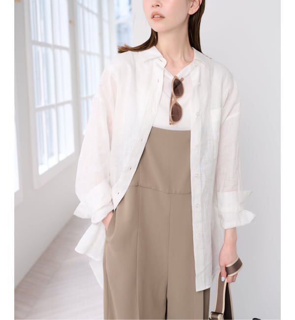 U by SPICK&SPAN「リネンオーバーシャツ」|シャツ・ブラウス|ホワイト