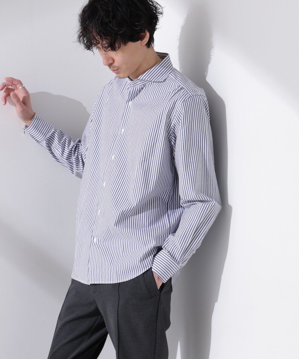 nano･universe「｢N shirt｣Anti Soaked(R) 汗染み防止ホリゾンタルカラーシャツ長袖」|シャツ・ブラウス|