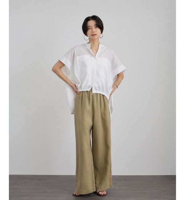 SALON adam et rope'「【WEB限定】ヨーロピアンリネンリラクシーワイドパンツ」|チノ|