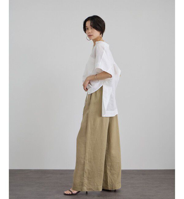 SALON adam et rope'「【WEB限定】ヨーロピアンリネンリラクシーワイドパンツ」|チノ|