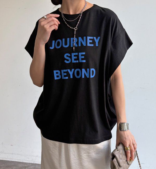  「【WEB限定】袖タックフレンチスリーブロゴTEE」|Tシャツ・カットソー|