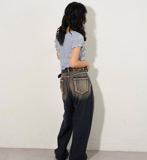  「《UNISEX / サイズ展開あり》スラッシュポケットブラストワイドデニム」|デニム|