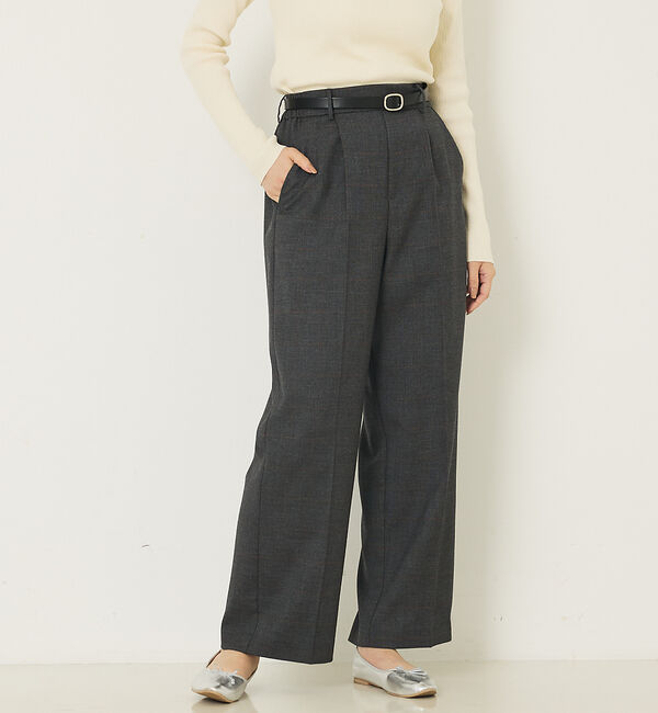 abahouse mavie「【セットアップ対応】グレンチェックセミワイドパンツ」|その他|