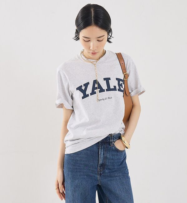 The Store by C' 「【Sporty&Rich】Yale Classic T-Shirt／ロゴTシャツ」|Tシャツ・カットソー|ライトグレー