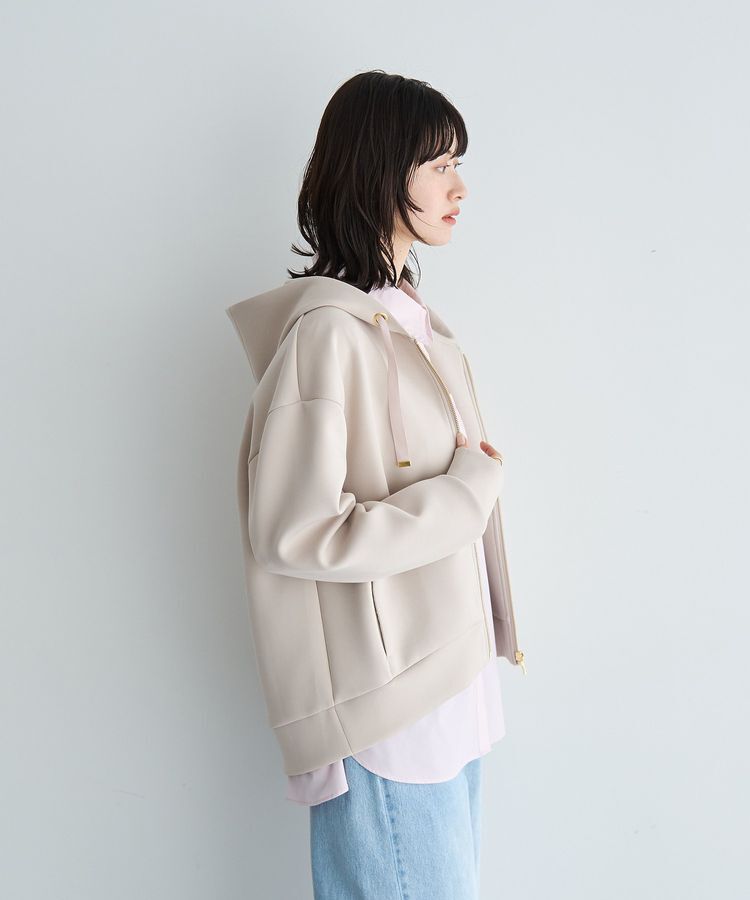 YECCA VECCA「バックプリーツZIPフーディー」|ブルゾン・スタジャン|