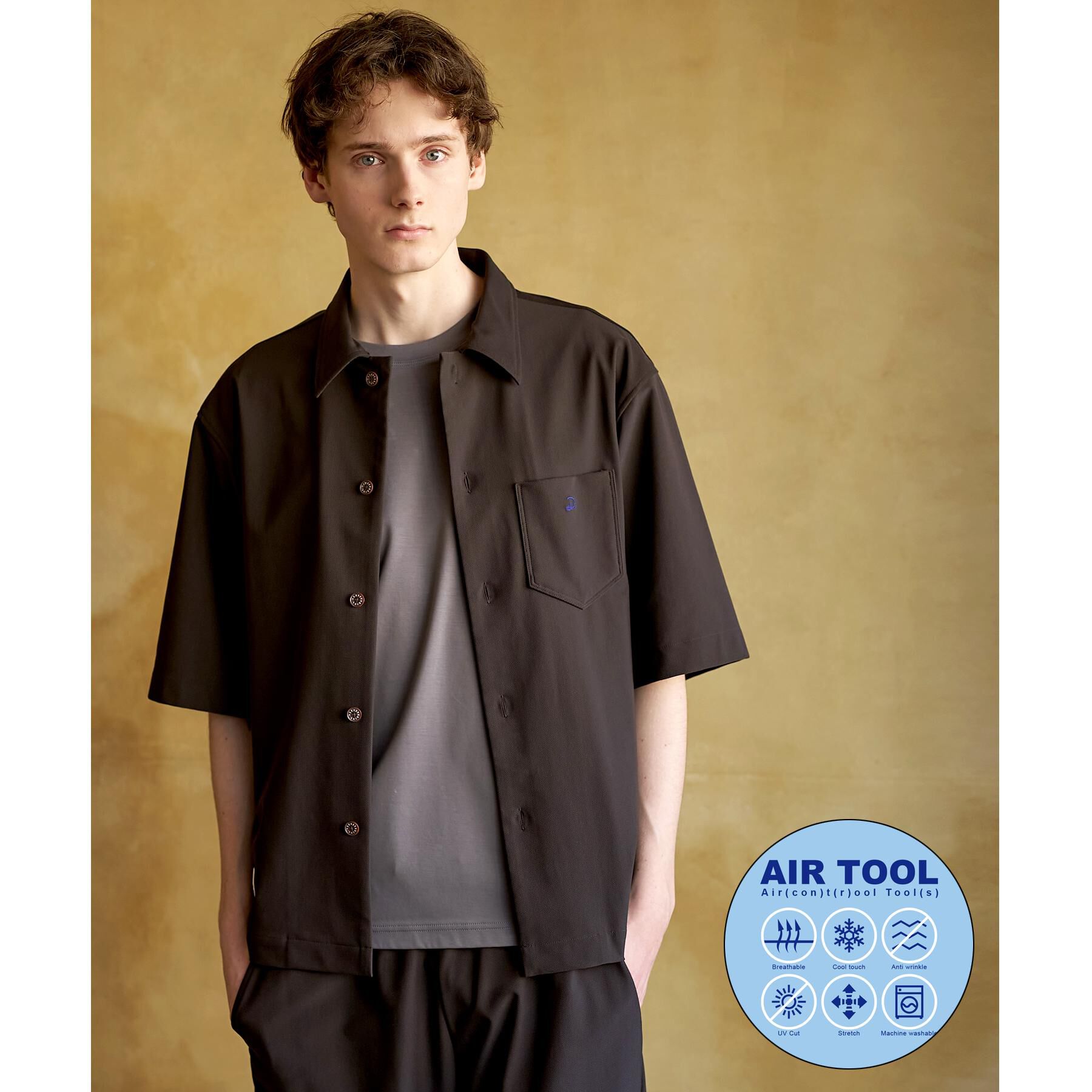 DRESSTERIOR「【接触冷感/UVカット/ウォッシャブル/Safari5月号掲載】AIRTOOL ハーフスリーブシャツ」|シャツ・ブラウス|ブラウン(043)
