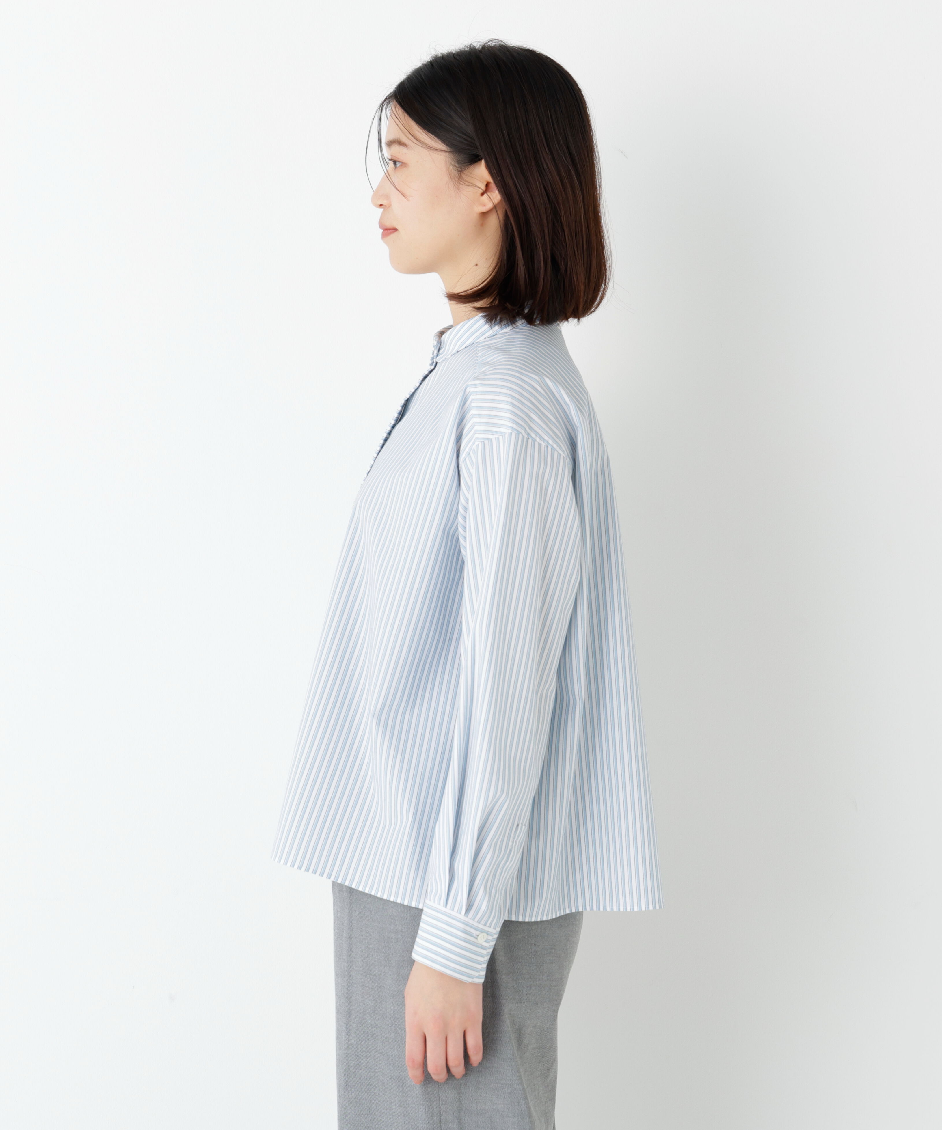  「◆《ウォッシャブル》ストライプ形態安定ボックスブラウス」|シャツ・ブラウス|