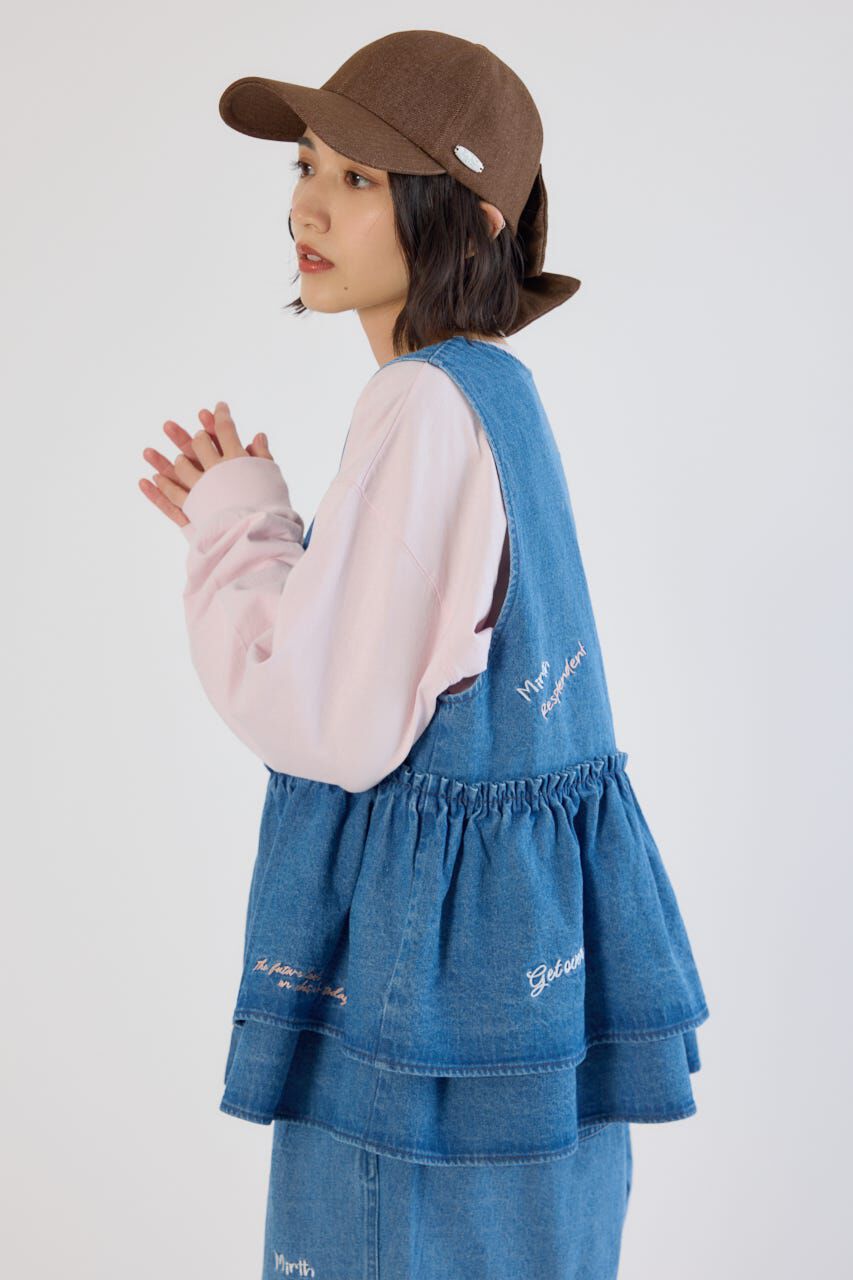 RODEO CROWNS「embroideryフロントジップベスト」|ダウンベスト・ベスト|