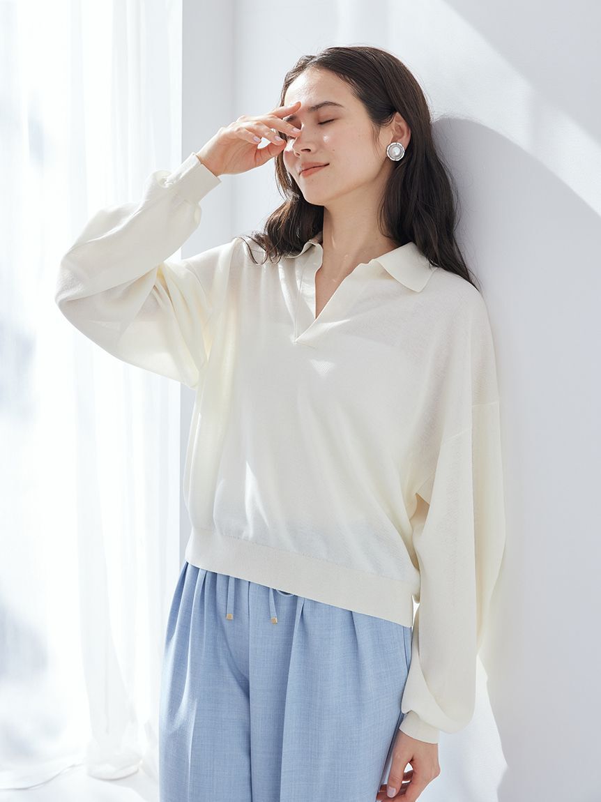 Mila Owen「【WEB＆一部限定カラー】シアーポロニット」|ニット・セーター|