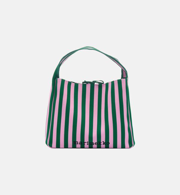 Marimekko「Knitted Bag Large Merirosvo ショルダーバッグ」|ショルダー・メッセンジャー|ﾋﾟﾝｸ&times;ﾀﾞｰｸｸﾞﾘｰﾝ