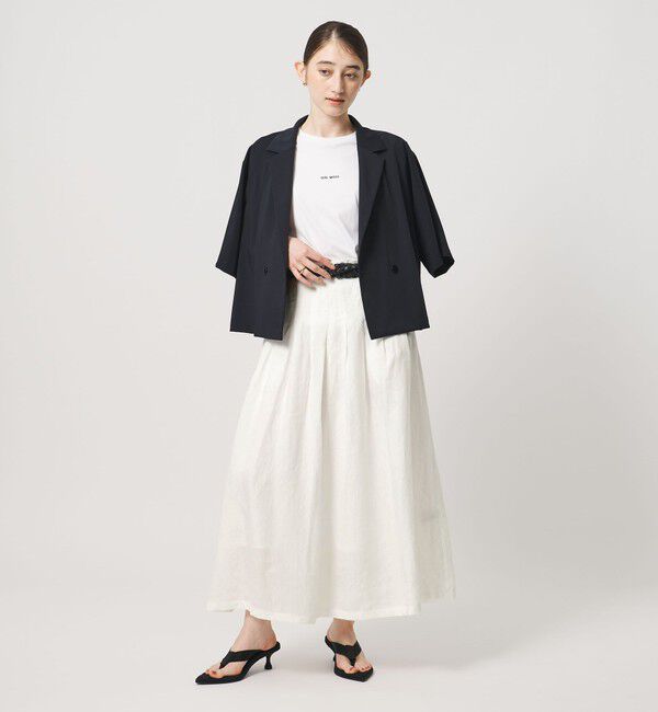 UNITED ARROWS「リネン タック ロングスカート ‐ウォッシャブル‐」|スカート|