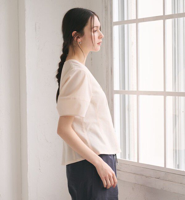 BEAUTY&YOUTH UNITED ARROWS「カーブスリーブ Vネック ブラウス UVカット 防シワ ウォッシャブル」|シャツ・ブラウス|