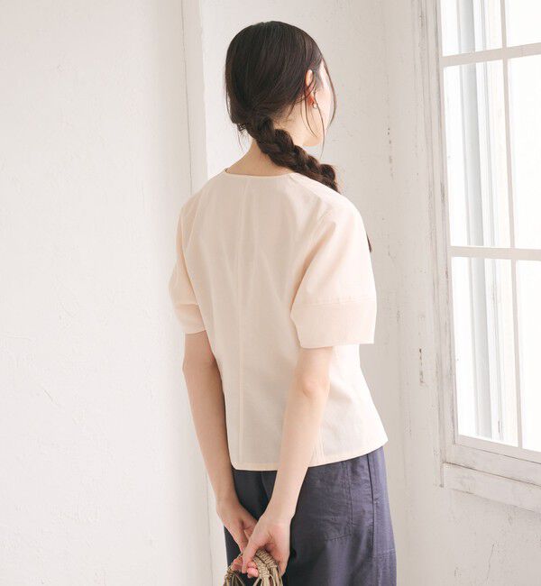 BEAUTY&YOUTH UNITED ARROWS「カーブスリーブ Vネック ブラウス UVカット 防シワ ウォッシャブル」|シャツ・ブラウス|