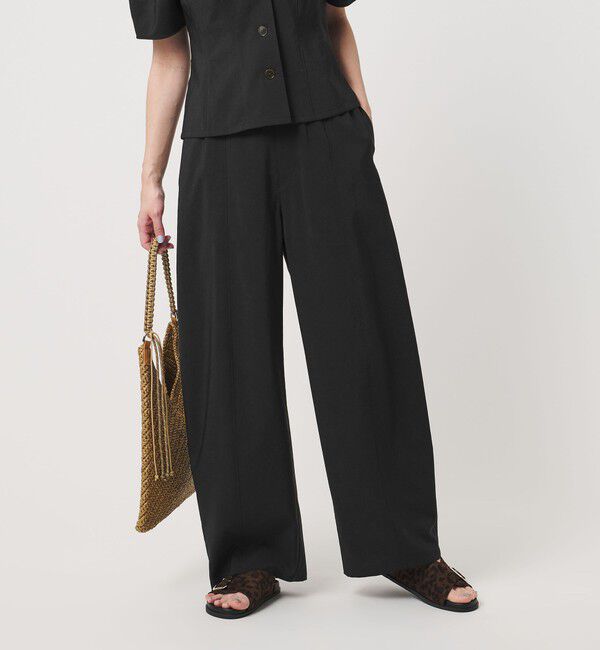 BEAUTY&YOUTH UNITED ARROWS「バックゴム カーブパンツ UVカット 防シワ ウォッシャブル」|チノ|BLACK