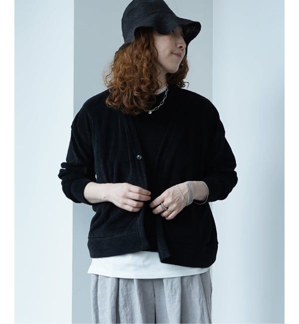 journal standard luxe「【SOIL】PILE V-NECK 1BUTTON CARDIGAN」|カーディガン|ブラック