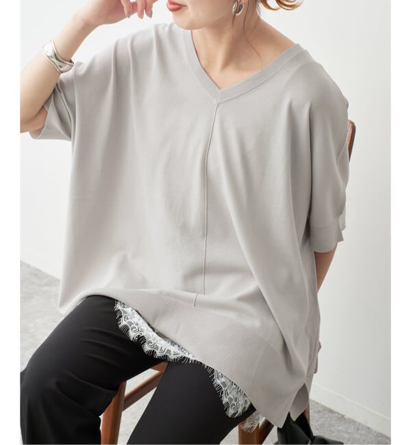 Spick and Span「《一部店舗+WEB限定 / 追加》14GWASHABLE2WAYポンチョプルオーバー」|ニット・セーター|グレーB