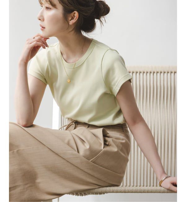NOBLE「《追加・WEB限定カラー》スビンコットンスムースコンパクトTシャツ2」|Tシャツ・カットソー|グリーン B