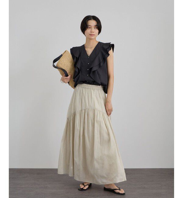 SALON adam et rope'「【WEB限定】コットンオーガンジーギャザースカート / イージーケア」|スカート|