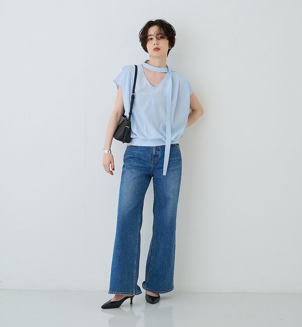Rouge vif「タイ付きドレープタックVネックブラウス【予約】」|シャツ・ブラウス|