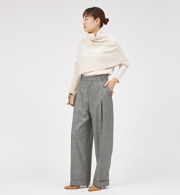 qualite「【23AW】アシメスヌードリブニット」|ニット・セーター|