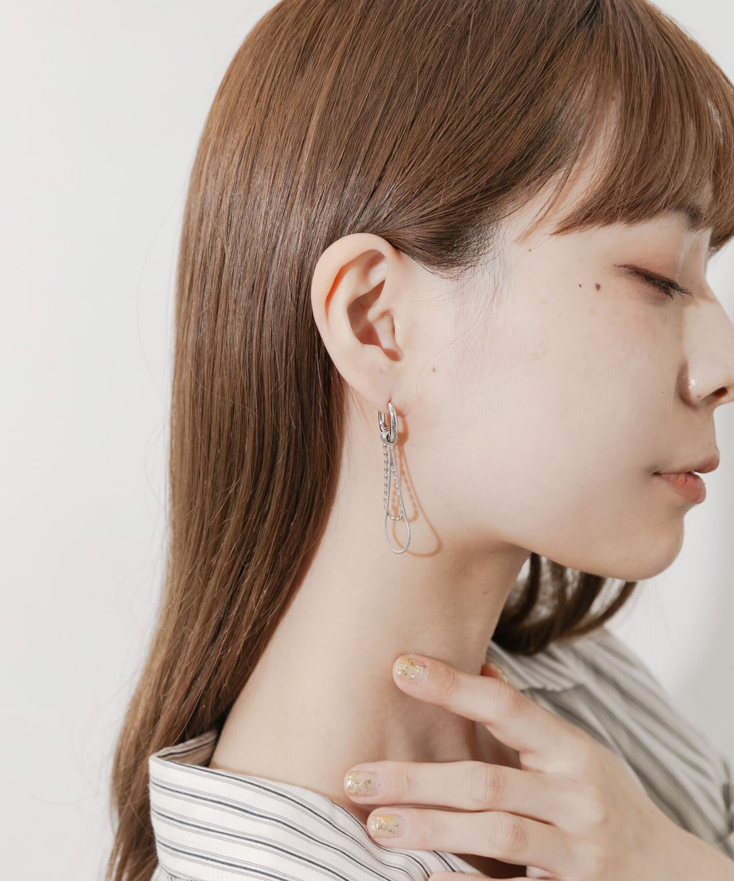 SMELLY「メタルチェーン2WAYフープピアス」|ピアス|