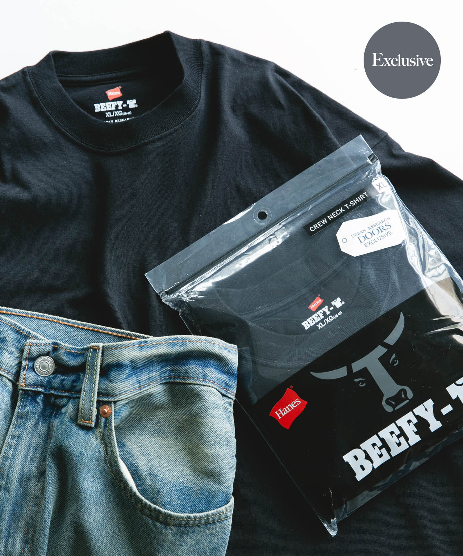 URBAN RESEARCH DOORS「『別注』HANES&times;DOORS　BEEFY-T DOORS FIT SHORT-SLEEVE」|Tシャツ・カットソー|ブラック