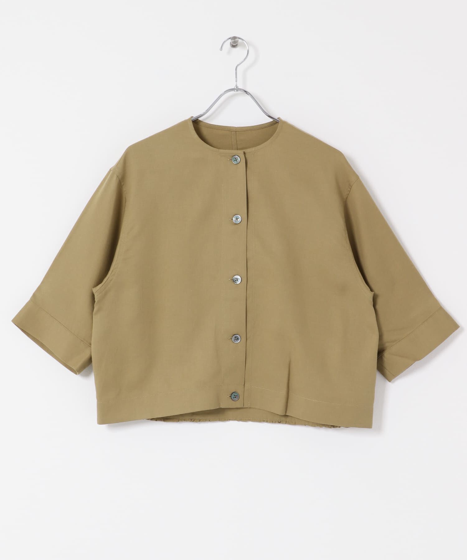 URBAN RESEARCH DOORS「ノーカラーバックギャザーブラウス」|シャツ・ブラウス|