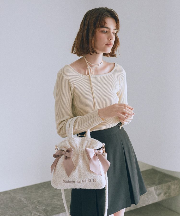 Maison de FLEUR「ボアダブルリボン2Wayトートバッグ」|トートバッグ|アイボリー