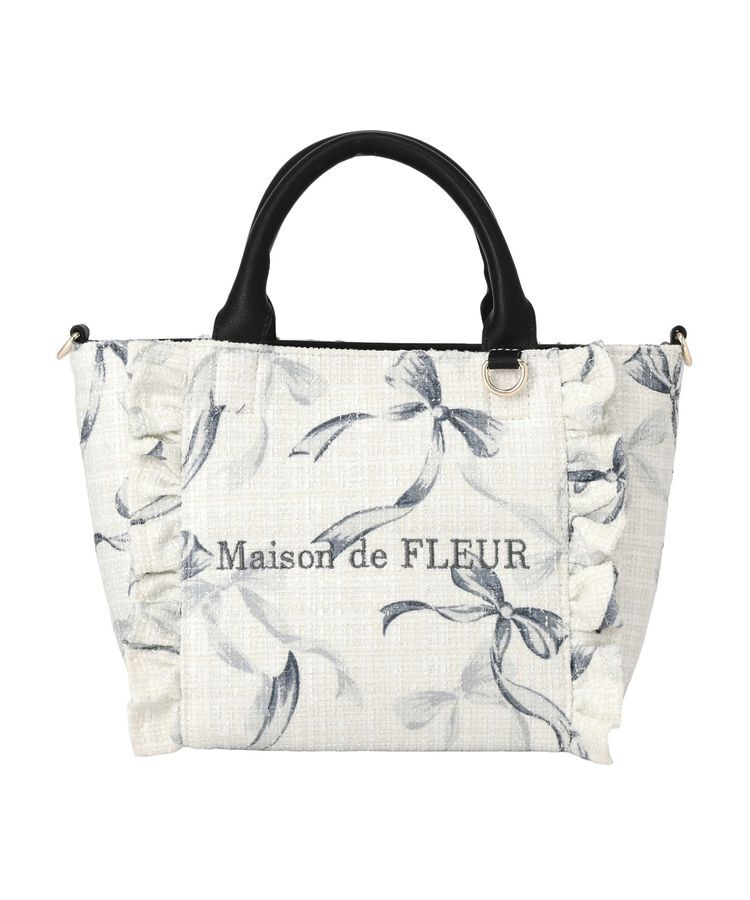 Maison de FLEUR「ツイードリボンプリント2WayバッグS」|ハンドバッグ|