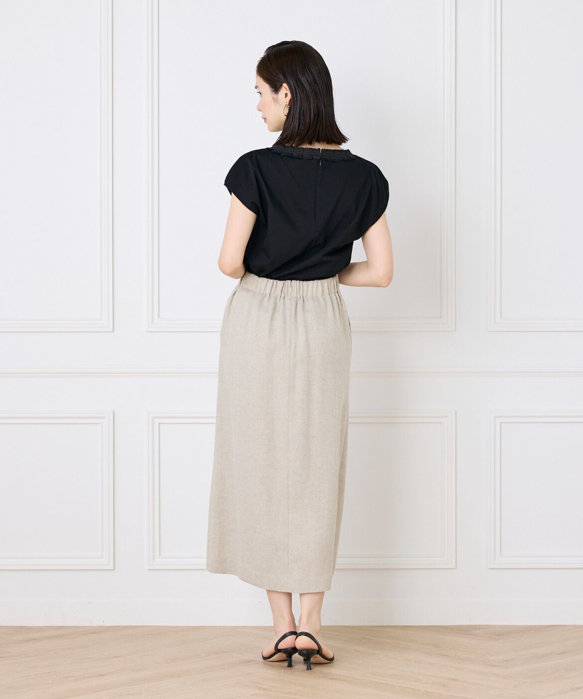 INED「《大きいサイズ》タックフリルカットソー」|Tシャツ・カットソー|
