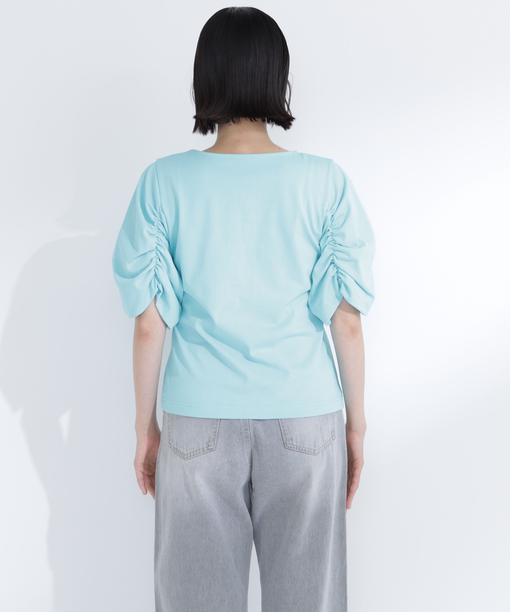  「ギャザースリーブカットソー」|Tシャツ・カットソー|