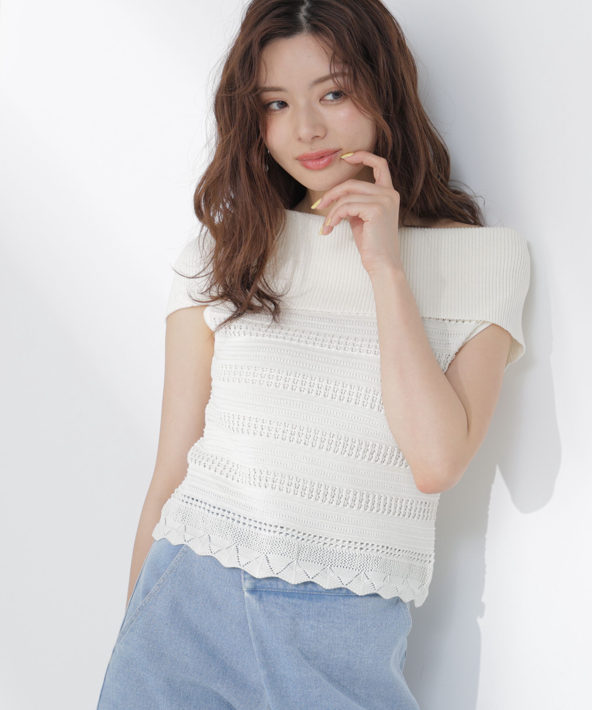 PROPORTION BODY DRESSING「透かし編みオフショルセットアップ」|ワンピース|