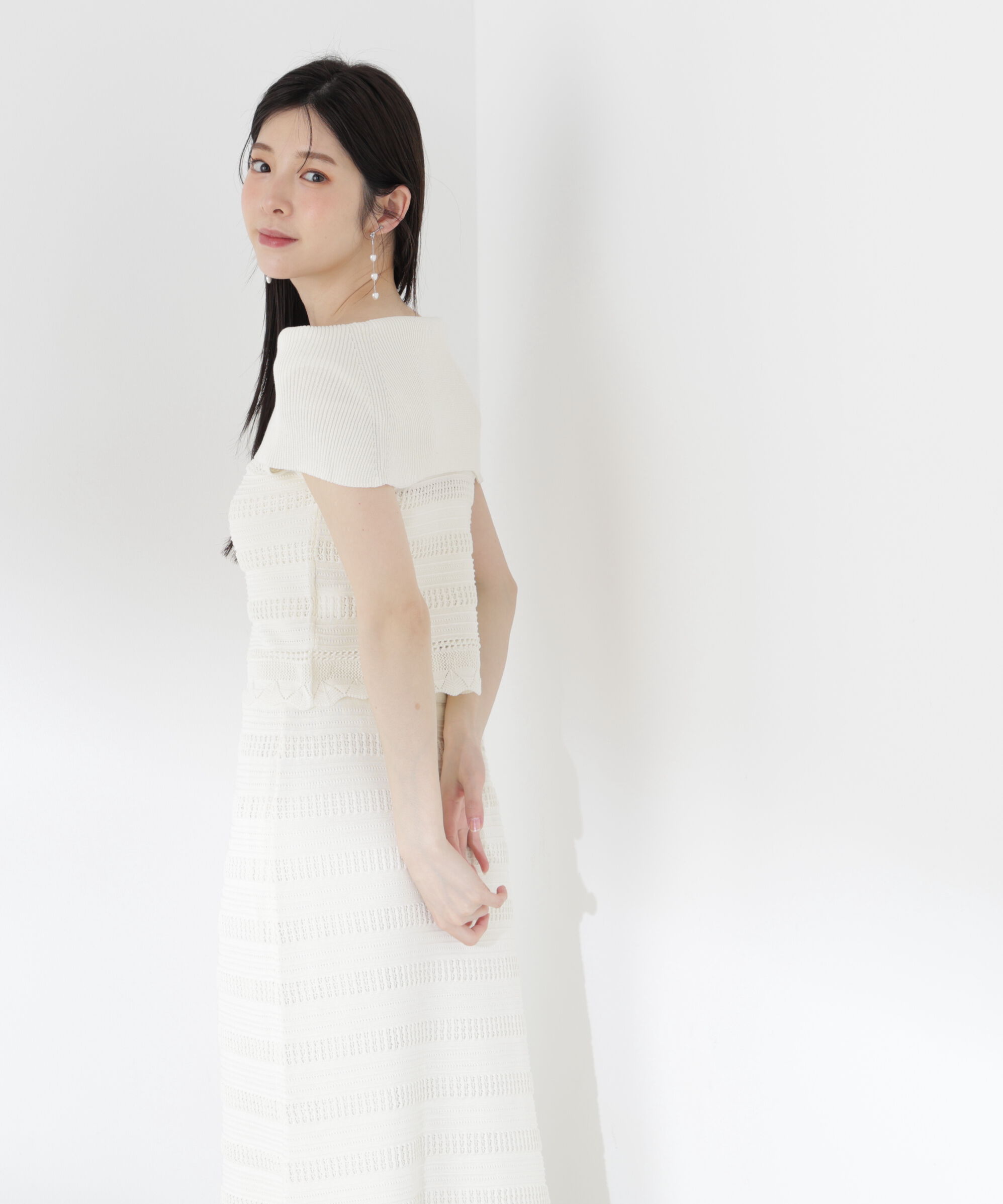 PROPORTION BODY DRESSING「透かし編みオフショルセットアップ」|ワンピース|