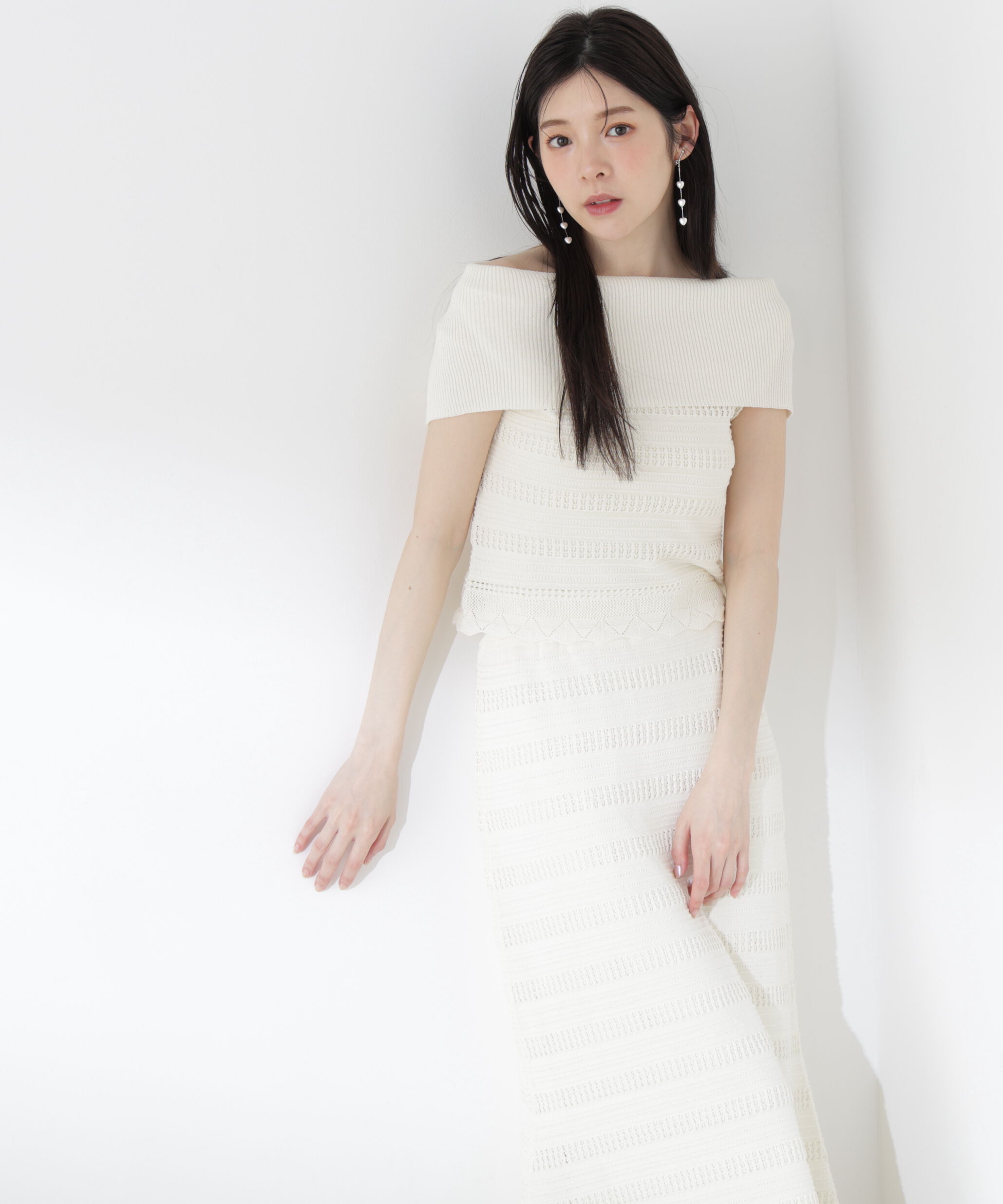 PROPORTION BODY DRESSING「透かし編みオフショルセットアップ」|ワンピース|