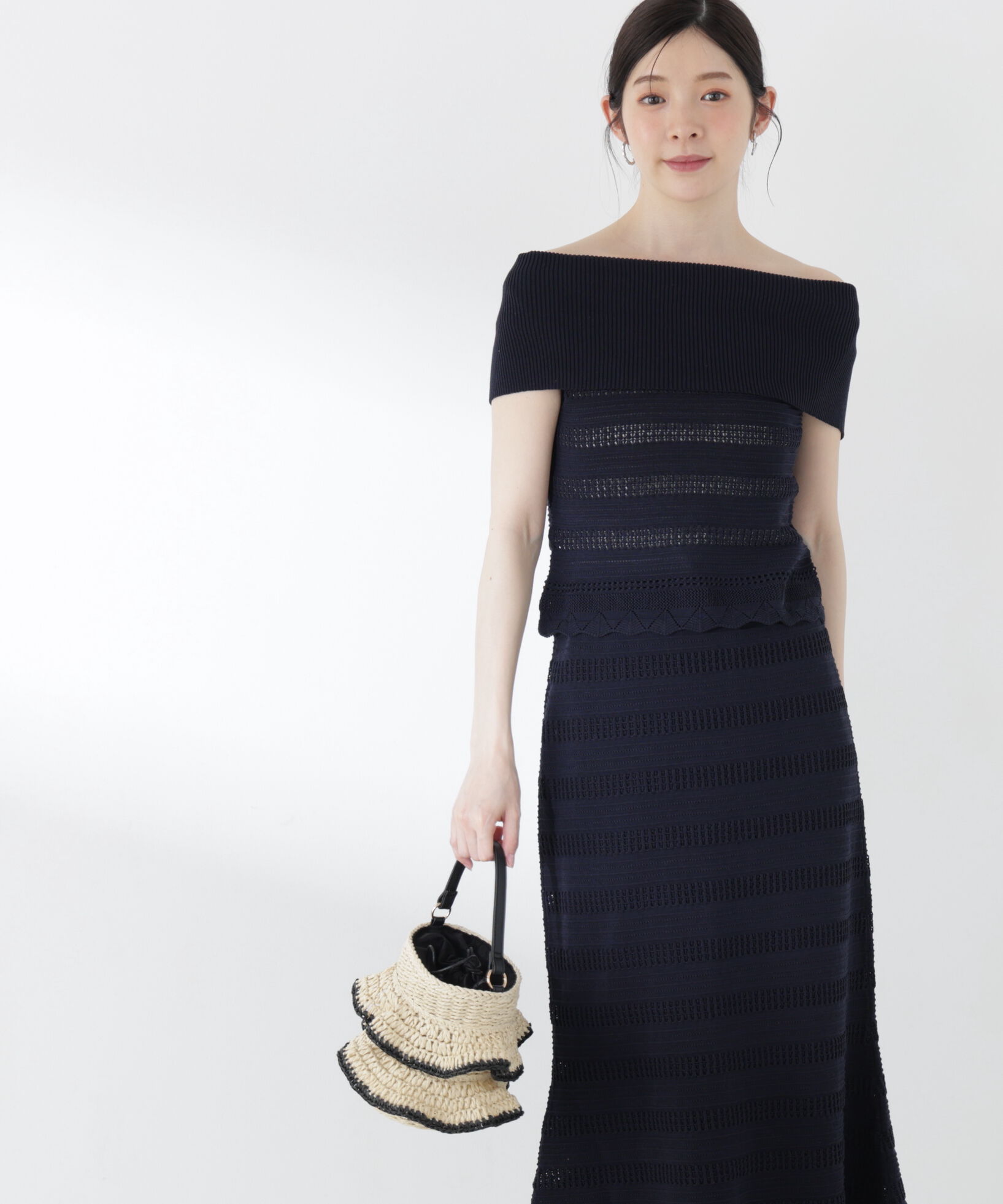 PROPORTION BODY DRESSING「透かし編みオフショルセットアップ」|ワンピース|