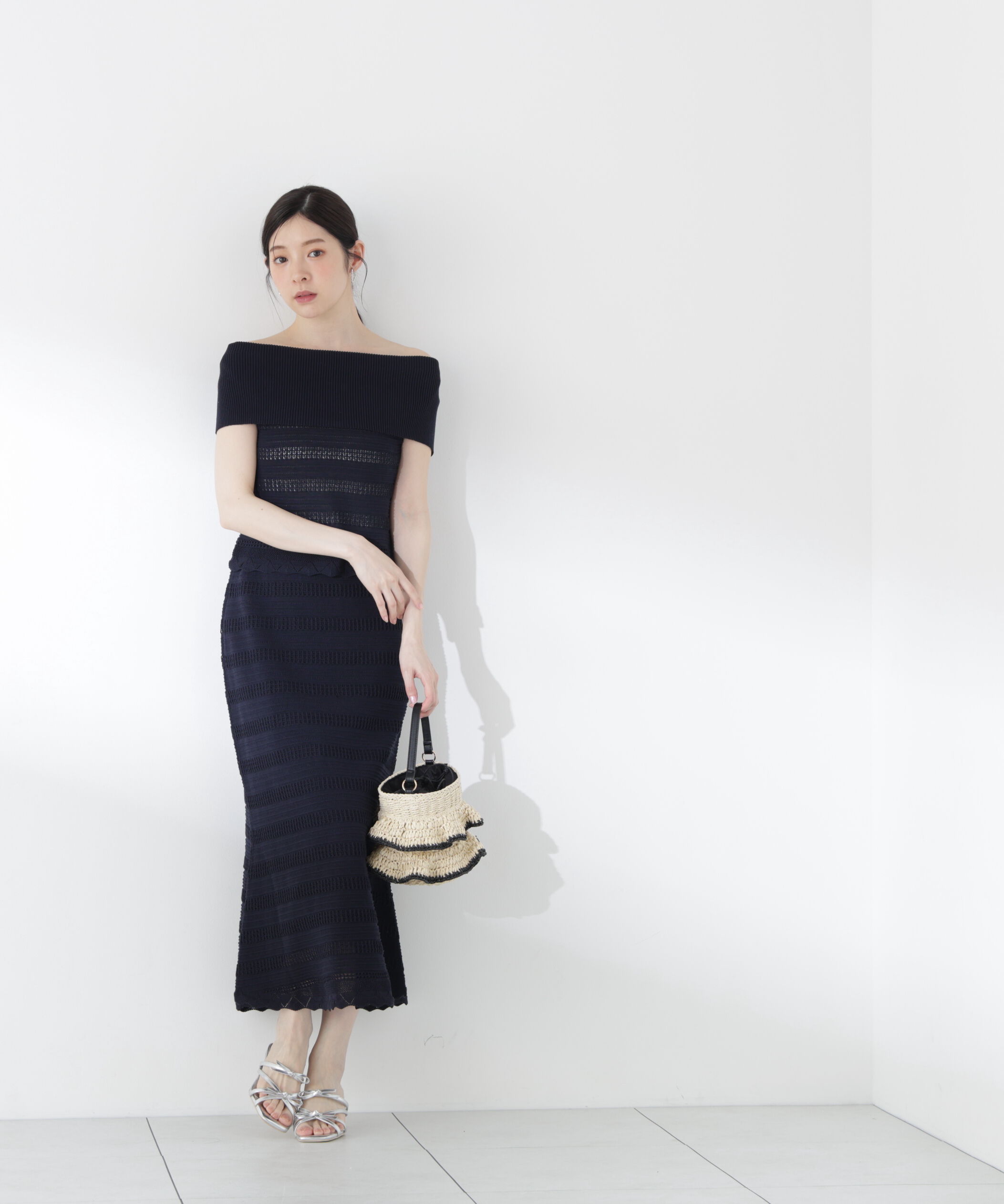 PROPORTION BODY DRESSING「透かし編みオフショルセットアップ」|ワンピース|