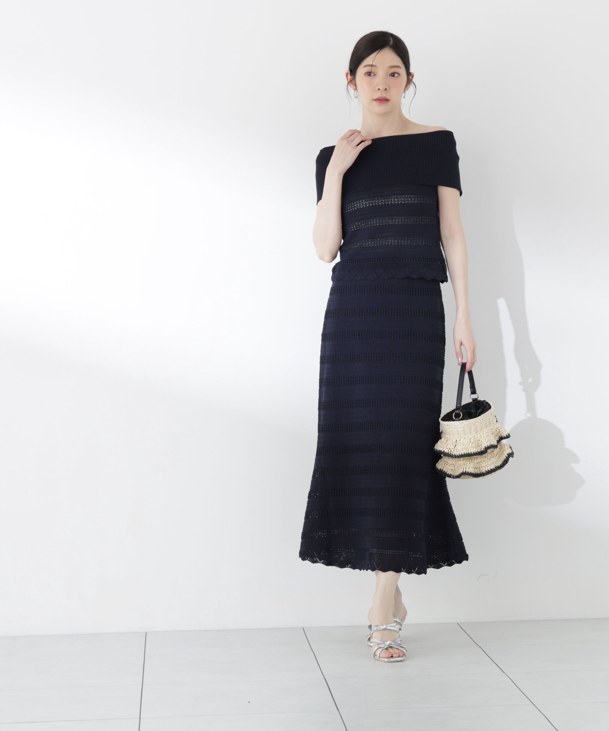 PROPORTION BODY DRESSING「透かし編みオフショルセットアップ」|ワンピース|