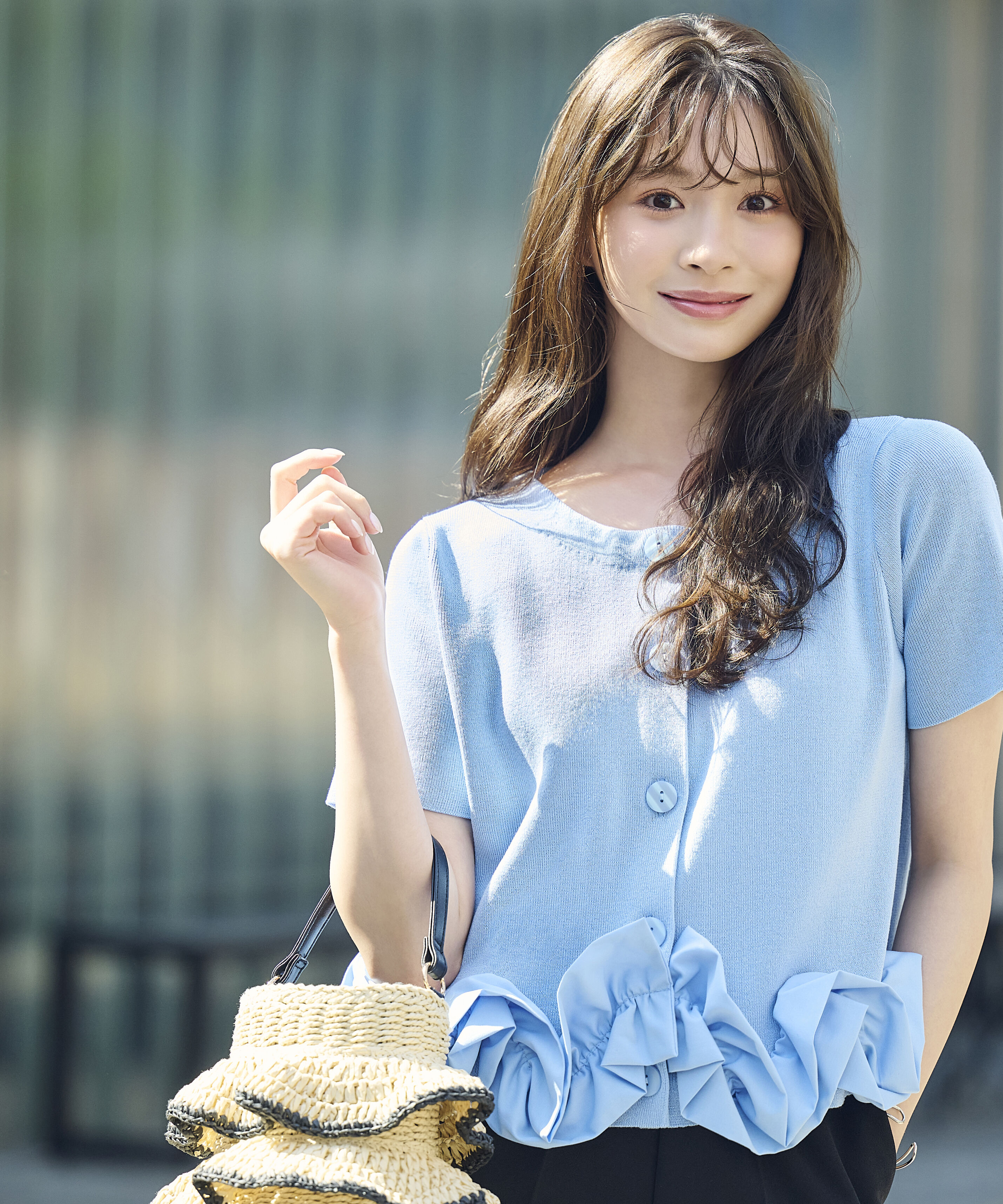 PROPORTION BODY DRESSING「〈a/mie〉半袖ホイップヘムカーディガン」|カーディガン|ブルー