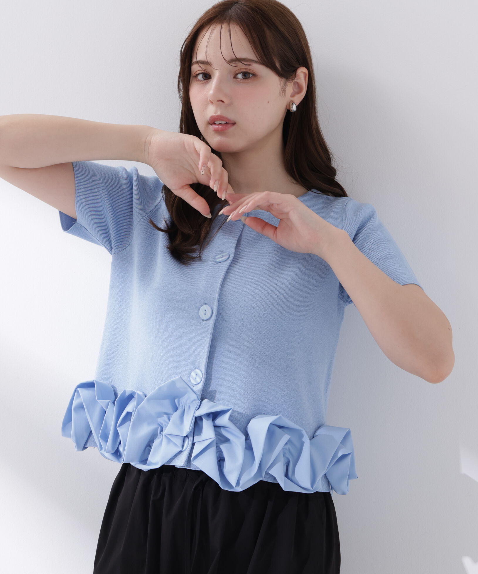 PROPORTION BODY DRESSING「〈a/mie〉半袖ホイップヘムカーディガン」|カーディガン|