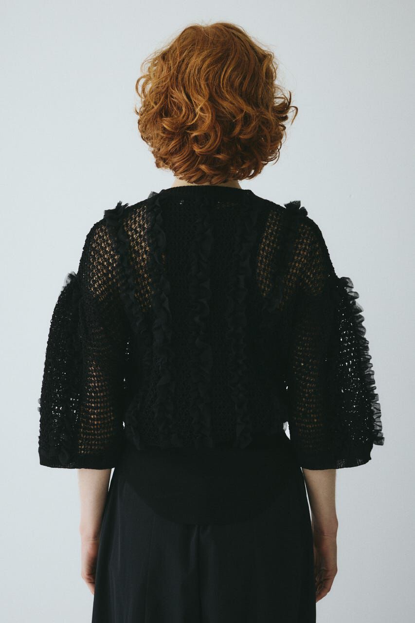 HeRIN.CYE「Frill mesh cardigan」|カーディガン|