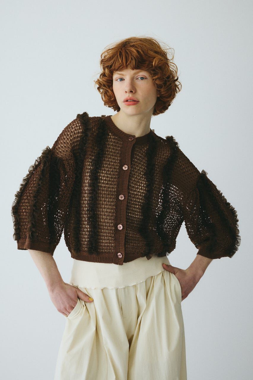 HeRIN.CYE「Frill mesh cardigan」|カーディガン|